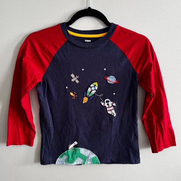Gymboree Space Applique Raglan Long Sleeve Tee VGUC 7 - Picture 1 of 4